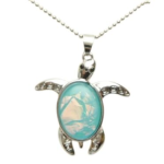 Hawaii's Marble Light Blue Glass Turtle Necklace