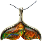 Hawaii’s Rainbow Marble Glass Whale Tail Necklace