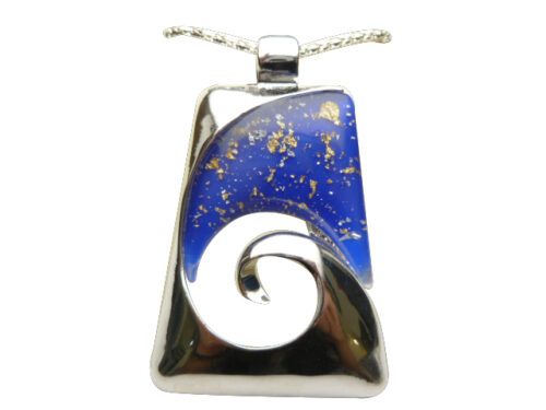 Hawaii’s Dark Blue with Gold Fashion Glass Pendant