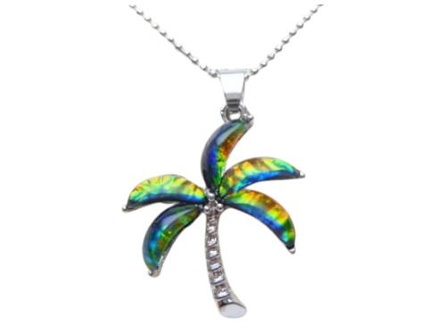 dark blue glass palm tree pendant